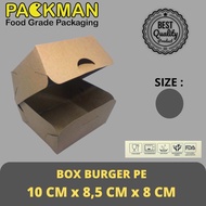 BURGER BOX PAPER BOX/ CAKE BOX/ BREAD/ size 10x8.5x8cm KRAFT 290gsm PE