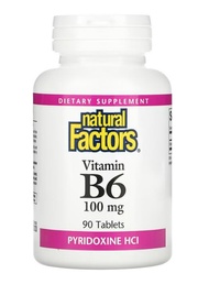Natural Factors, Vitamin B6, Pyridoxine HCl, 100 mg, 90 Tablets