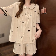 Zebina Bộ bộ đồ pijamas mùa hè dễ thương cho phụ nữ có trái tim và in hình nơ