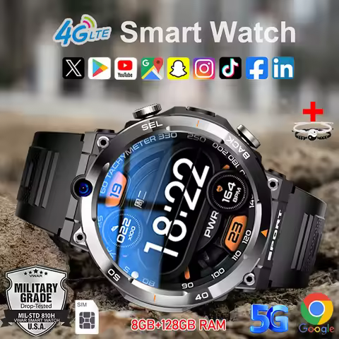 4G Smart Watch Men 1.39 inch Screen 900mah Battery 8GB+128GB RAM 500W Camera Video Call GPS WIFI Goo
