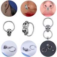 1 PC Stainless Steel Nose Ring Piercing 16G Septum Piercing Skull Pendant Piercing Earring 11/12/13m