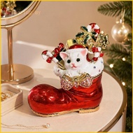 ARIN Stocking-Shaped Jewelry Box with Detailed Enamel Holiday Finish