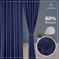 【 LANGSIR RAYA 𝟐𝟎𝟐𝟒 】Ready Made Curtain !!! Siap Jahit Langsir Warna NAVY BLUE Linen Cotton 80% Blackout Kain Tebal Curtain -  (Free Hook/Free Ring) #Sliding Door #Window Panel #Pintu Bilik