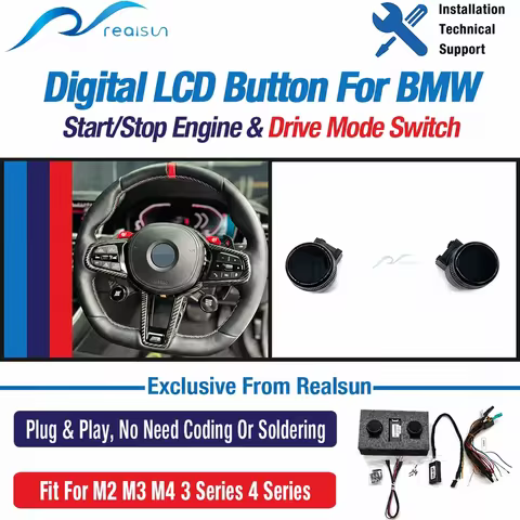 Realsun Digital LCD Engine Start Stop Drive Mode Steering Wheel Button For BMW M2 M3 M4 3 Series 4 S