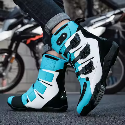New Waterproof Men's Dirt Bike Shoes Men's Motorcycle Boots New Comfortable Leather Protective Boots