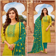 {**ส่งฟรี**} SMALL INDIA 🌸 Chanderi Buti Suit Set เซ็ท3ชิ้น 🌸 Beautiful Suit Set For Women