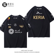 เสื้อยืดแขนสั้นผ้าฝ้ายแท้สำหรับผู้ชายและผู้หญิง รุ่น T1 FAKER ที่ระลึกสำหรับผู้ชมการแข่งขันระดับโลก