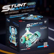 WC 585 Cone dump truck kids toys, electric transparent gimbal flip stunt buggy, boy toys