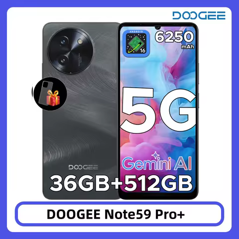 DOOGEE Note59 Pro+ 5G Smart Phone 36GB 512GB 6.75" HD+ 120Hz UNISOC T8200 50MP Camera 6250mAh Batter