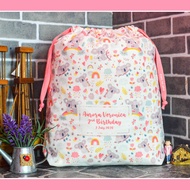 Full Print 2 sides Goodie Bag Pouch Drawstring Belacu custom Birthday Bag size 27x8x27