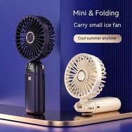 Mini USB Handheld Fan Foldable Portable Neck Hanging Fans 5 Speed USB Rechargeable Fan with Phone Stand and Display Screen