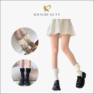 KHAEBEAUTY Fur Leg Warmer Winter Thick Fur Socks Knitted Toe Boots KK022