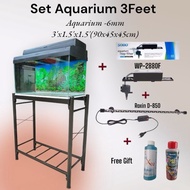Combo Set Aquarium 3Feet-6mm (L3'xW1.5'xH1.5')