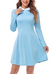 Women's Long Sleeve Peter Pan Collar Flare Aline Halloween Dress