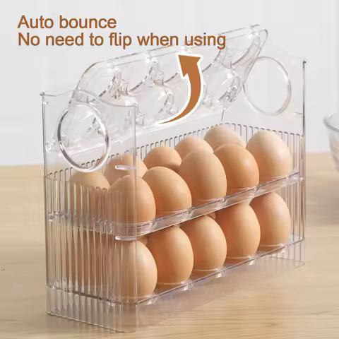 Fridge Egg Container Fridge Egg Holder 26x20.2x10cm 30 Eggs Storage Container for Refrigerator Side 