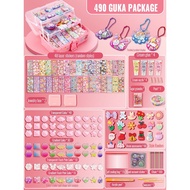 490PCS DIY Goo Card Set Three-Layer Storage Box Goo Card Sticker Goo Chuck Goo Card Cute Sticker Han