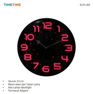 Jam Dinding Analog LED Backlight Minimalis Warna Hitam 23 cm