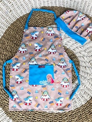 Celemek Topi Anak Chef / Apron Set Dapur Anak /Clemek Masak Katun Premium / Koki Laki-Laki Perempua