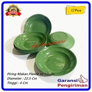 piring makan plastik ukuran 9 inchi warna warni ( harga 1 lusin ) - hijau