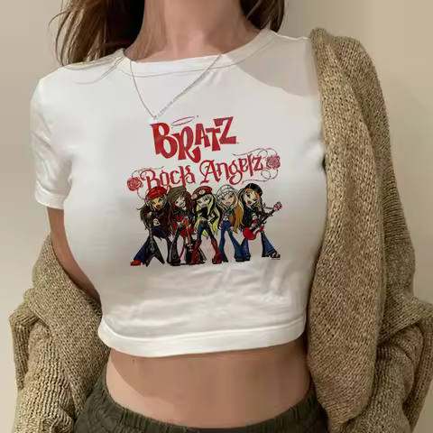 Bratz vintage cyber y2k yk2 crop top girl Harajuku fairycore hippie yk2 t-shirts