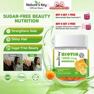 Nature's Key 10000mcg Vegan Biotin Gummies  Hair Growth Skin Glow Nail Strength with Multivitamins