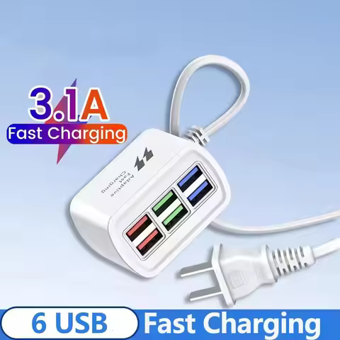 6 USB Fast Charger Power Strip Desktop Charging Station Phone Charger Extension Cord USB HUB Adapter