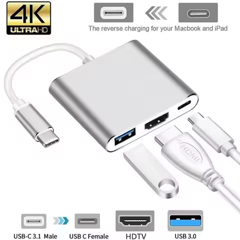 8/7/3-IN-1 USB C HUB 100W Power USB 3.0 4K HDMI-Compatible For MacBook Surface Chrome Steam Deck Sta