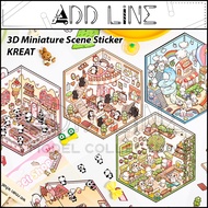 3D Miniature Scenes Sticker Book DIY Cute Cartoon Korean Style Scenes Building PET Sticker