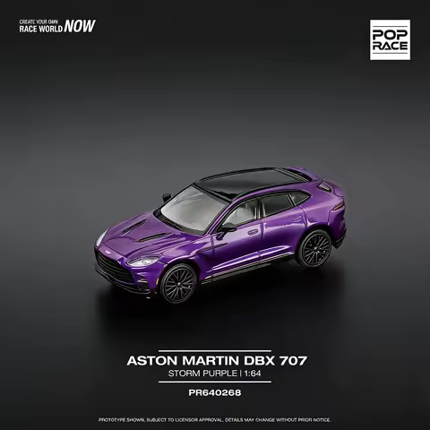 In Stock POP RACE PR640268 1:64 Aston Martin DBX 707 High Performance Storm Purple Diecast Model Car