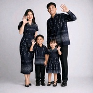 Navy Embun Family Woven Couple Set for Premium Christmas Party Invitations Family Matching Outfit Se