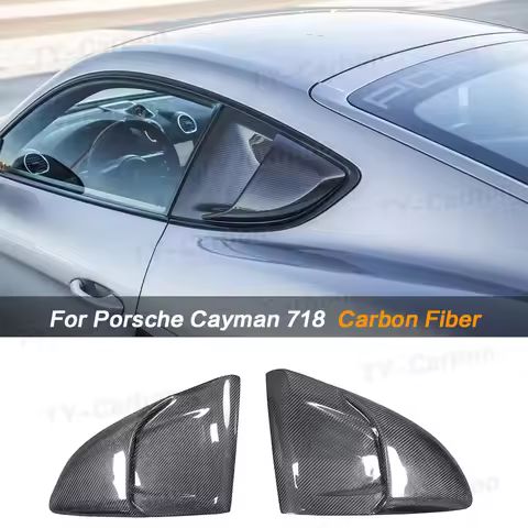 Real Carbon Fiber Rear Side Car window Air Vents Splitter Air knife Spoiler For Porsche 718 Cayman G