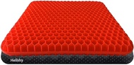 Gel Seat Cushion Double Thick Gel Support Cushions, Breathable Honeycomb Chair Mats Wheelchair Pads for Back Pain, Tailbone, Coccyx, Pressure Sores and Sciatica Relief (Red)