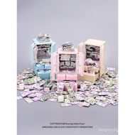 Miniature play money, fake bills, simulated coins, dollhouse props, miniature refrigerator model, ch
