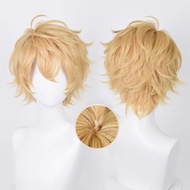 （Wig &amp; Hair Extensions &amp; Pads）Game Nu: Carnival Quincy Cosplay Wig Yellow Short Hair Heat Resistant Synthetic Halloween Party Accessories Props(in sto