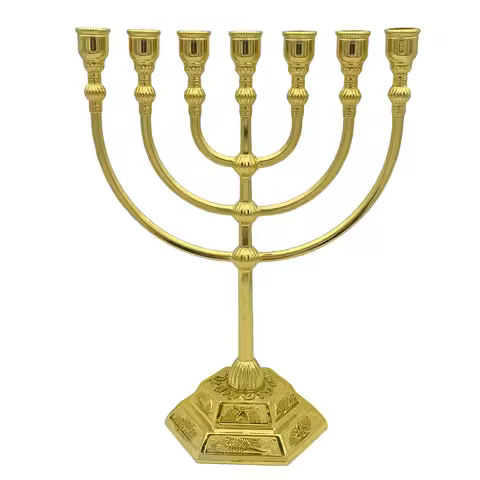 Hanukkah Menorah Candle Holder 7 Branch Menorah Candle Stand Jerusalem Temple Menorah Antique Hanukk