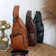 Men's Genuine Leather Sling Bag Full Genuine Leather Men's Sling Bag Genuine Leather Casual Model Ba