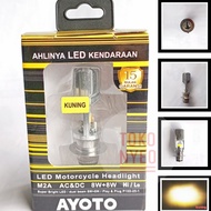 Lampu Depan Motor Cahaya Kuning AYOTO LED M2A H6 AC DC Matic Bebek