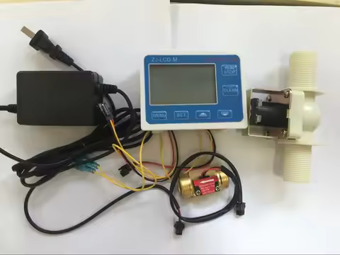 ZJ-LCD-M flow Meter Controller With 3/4" Valve +Flow Sensor 3/4 +Power Supply Charger