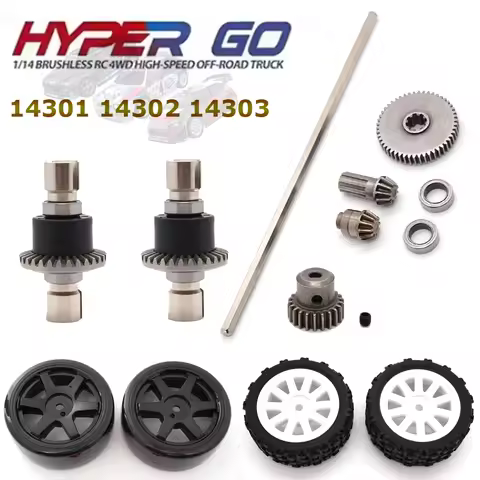 MJX Hyper Go Rubber Tires/Tyres RC Differential Gear Central Drive Shaft Kit for MJX 14301 14302 143