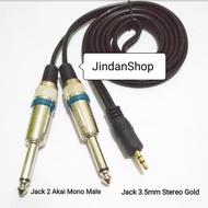 Kabel 2 Jack Akai Mono 6.5mm To 3.5mm Stereo M - M 1.5Meter