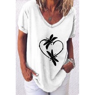 2026 New Style Cicada Heart Print Women's T-shirt - Cross-Border Fashion