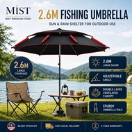 【WTHB】2.6M Payung Mancing Big Fishing Umbrella Beach Sun Shade Payung Portable Adjustable Big