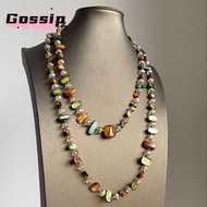 GOSSIP Long Necklace, Colorful Shell Beaded Antique Necklace, Fashion Bohemian Vintage Stackable Dou