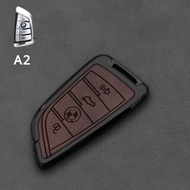Retro Genuine Leather Smart Screen Keyless Car Key Case Cover Zinc Alloy Shell Keychain Remote Fob P