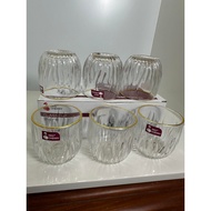 Set of 6 dwarf Christmas cups with gold stripes (XM21B with wine rim) 220ML