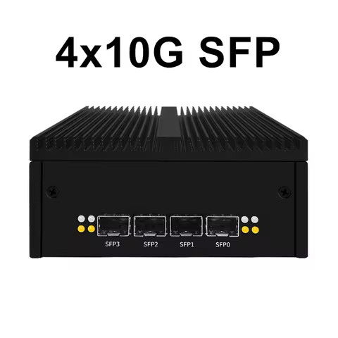 H10 Soft Router Mini Industrial Computer N100 N150 2*2.5G 2*10G/4*10G SFP+ 12V-24V Wide Voltage Inpu
