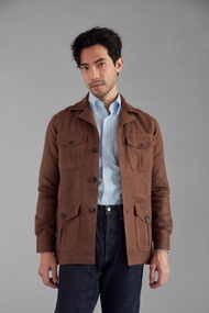 Made to Mature Linen Safari Jacket Overshirt Tobacco - เสื้อซาฟารีแจ๊กเก๊ต สีโทแบคโค