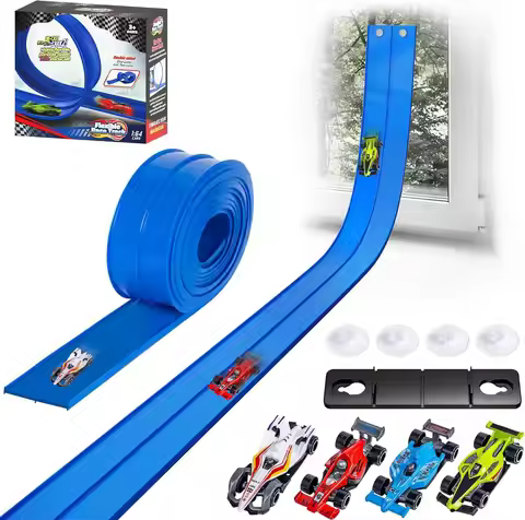 Flexible Race Track for Kids Rolls Up Portable Compatible with Hot Wheels Diecast Cars Christmas Bir