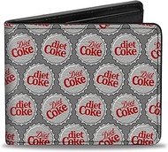 Coca-Cola Wallet, Bifold, Diet Coke Bottle Caps Collage Grays White Red, Vegan Leather