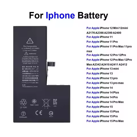 Rechargeable Battery For Iphone 11 11Pro Max 12 12Mini 12Pro 12Plus 13Mini13 Pro 13 Promax 14 15 Min
